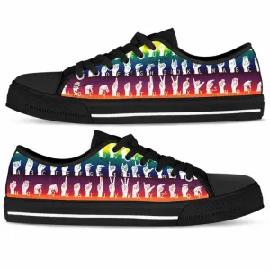 Sign Language Colorful Alphabet Pattern Low Top Shoes, Teacher Shoes, Low Top Sneakers