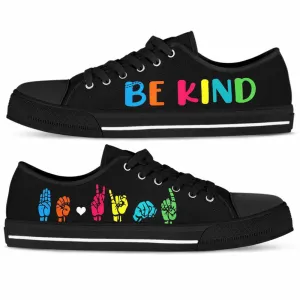 Sign Language Hands Be Kind Low Top Shoes, Teacher Shoes, Low Top Sneakers