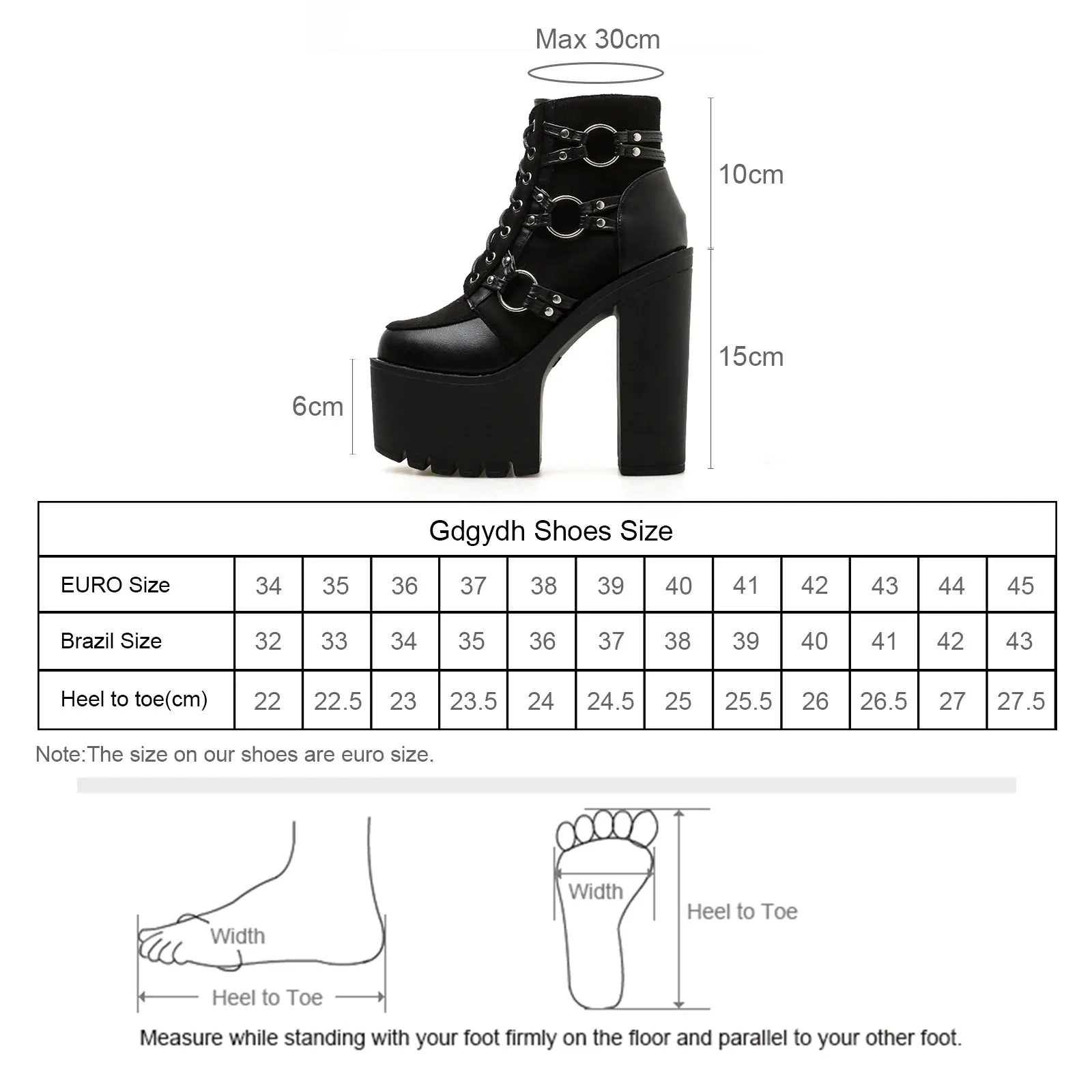 Sohiwoo Women's Goth Motorcycle High Heel Boots Block Heels Lace Up And Zipper Round Toe Platform Ankle Boots Y2K Style