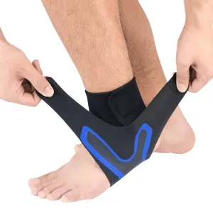 Sports Compression Anti-Sprain Ankle Guard Outdoor Basketball Football Climbing Protective Gear, Specification: S, Right Foot (Black Blue)