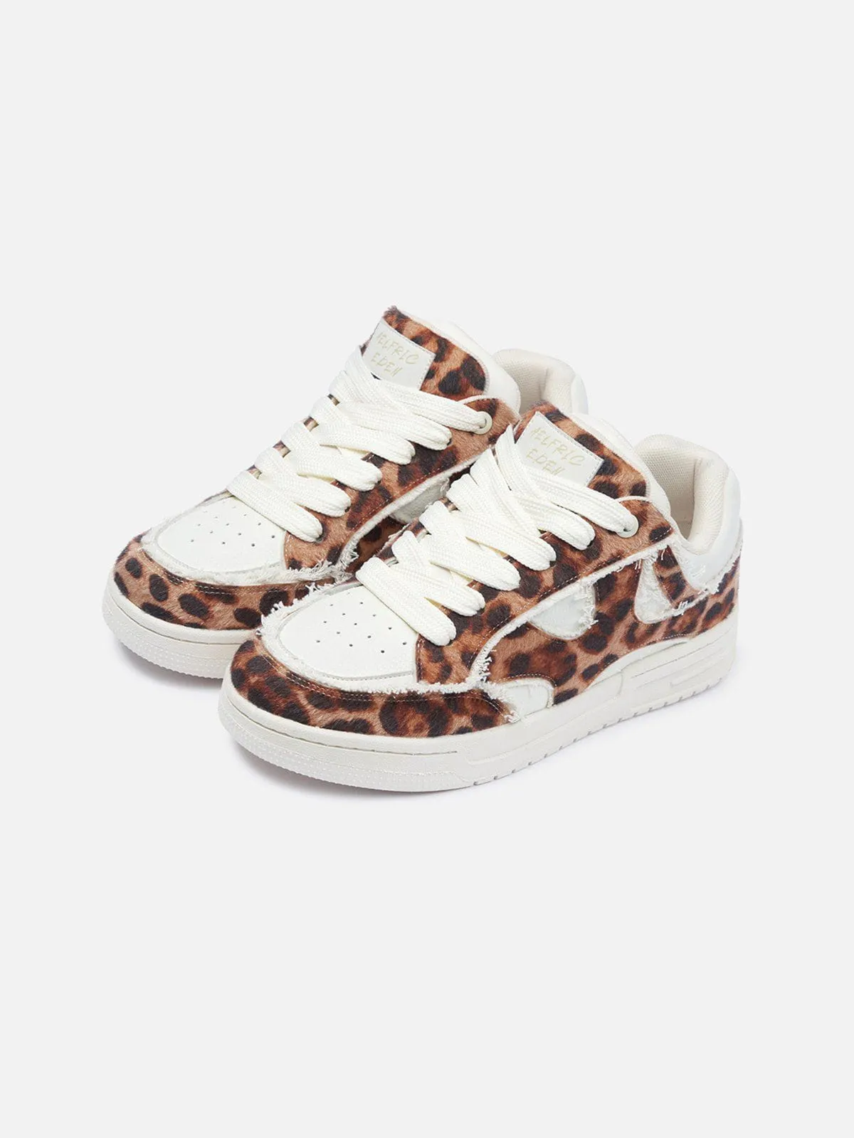 StarryClimb Leopard Print Patchwork Skate Shoes