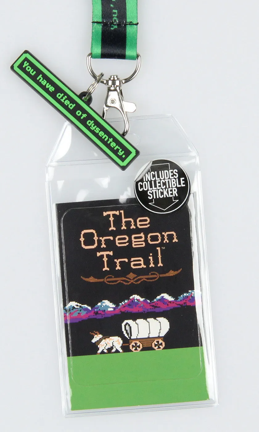 The Oregon Trail Retro Lanyard ID Badge Holder w/ Rubber Charm and Sticker