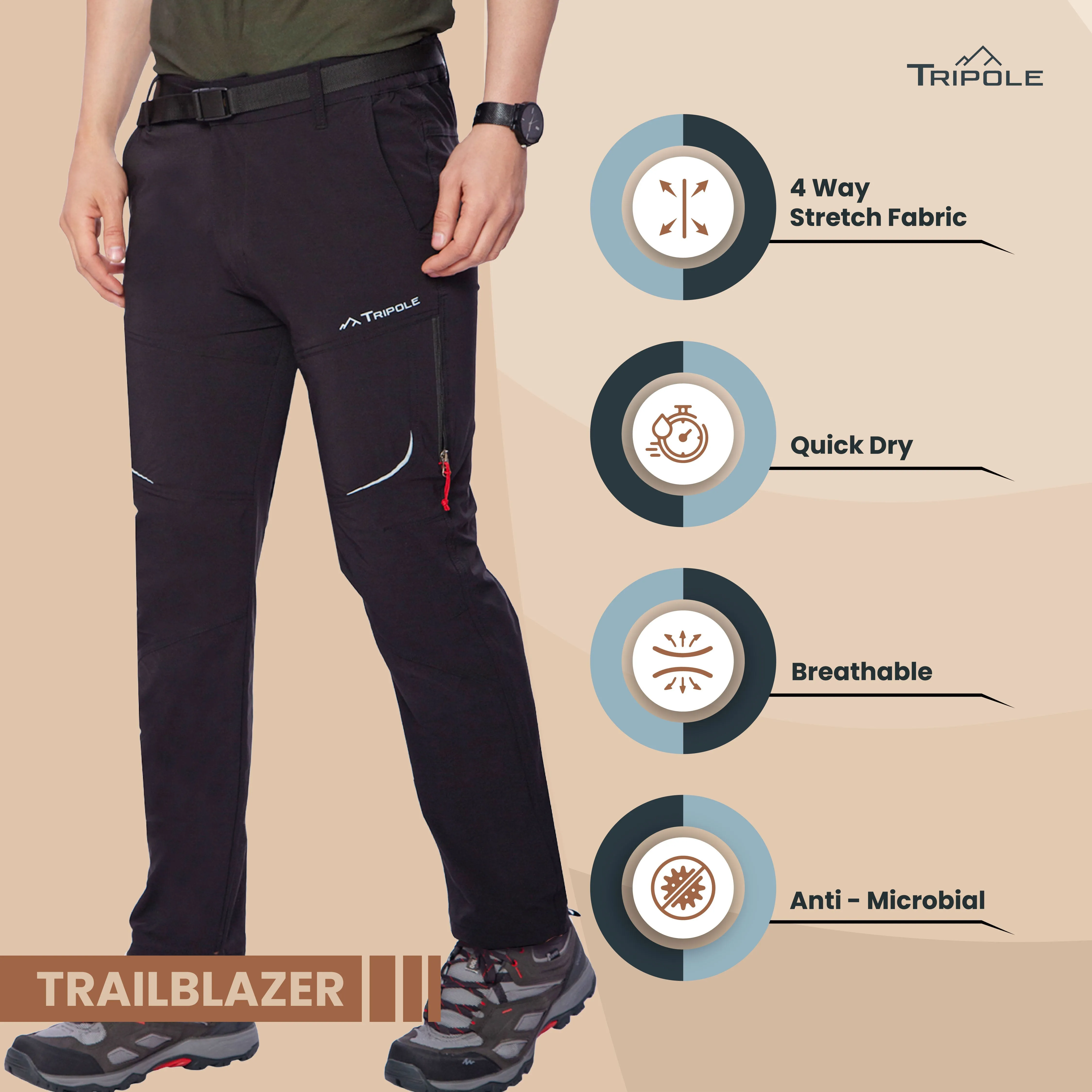 Trailblazer Trekking and Hiking Pants and Cargo - Black