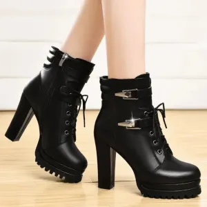 Trendy High Heel Ankle Retro Punk Boots