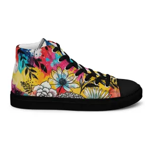 Unisex high top canvas shoes -Floral Pattern