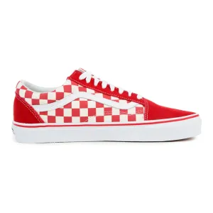 Vans Unisex Old Skool Checkerboard Shoes - Racing Red / White