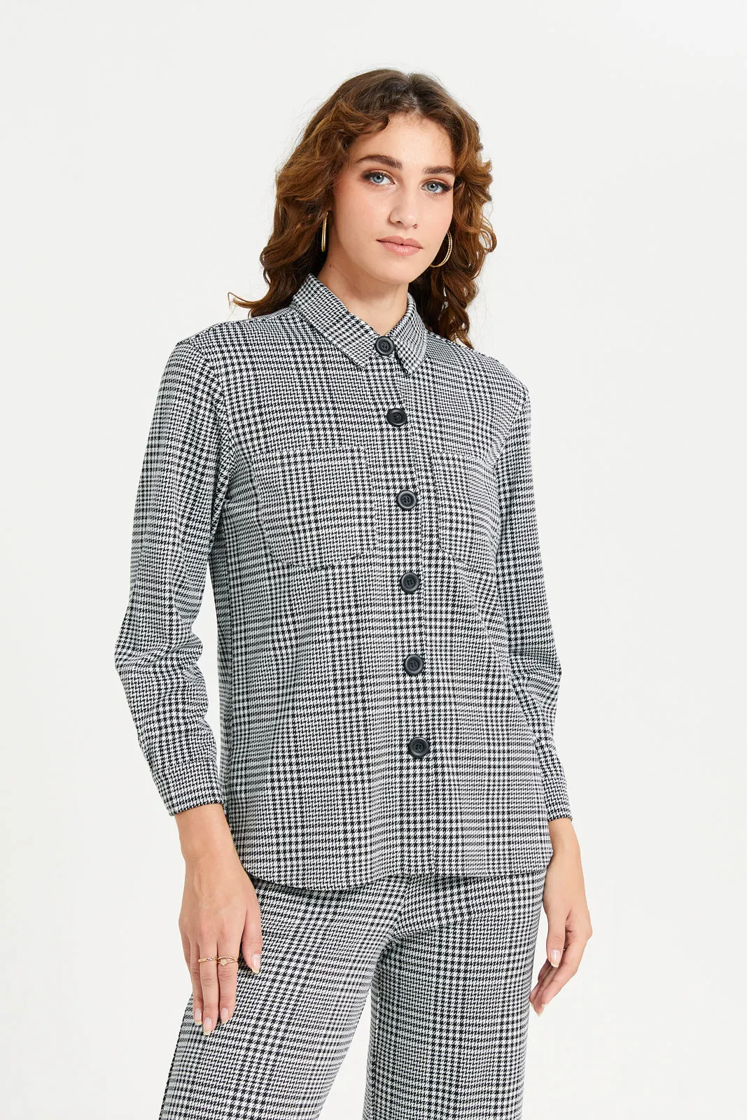 Women Grey Check Oversize Shirt