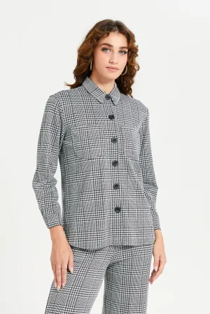 Women Grey Check Oversize Shirt