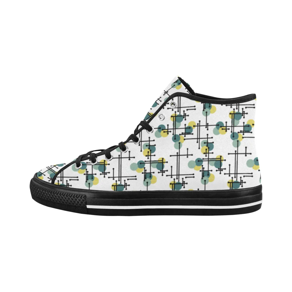 Women's Atomic Black Polka Print Canvas High Top Shoes