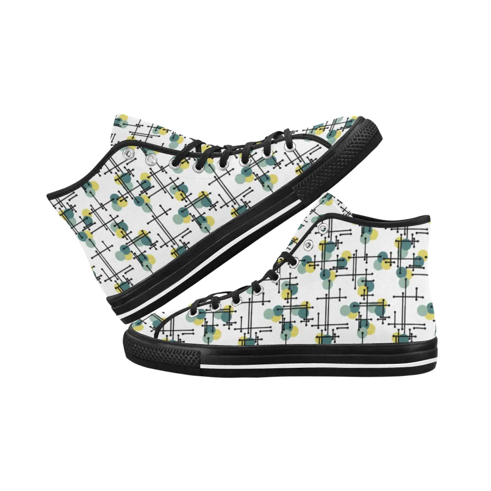 Women's Atomic Black Polka Print Canvas High Top Shoes