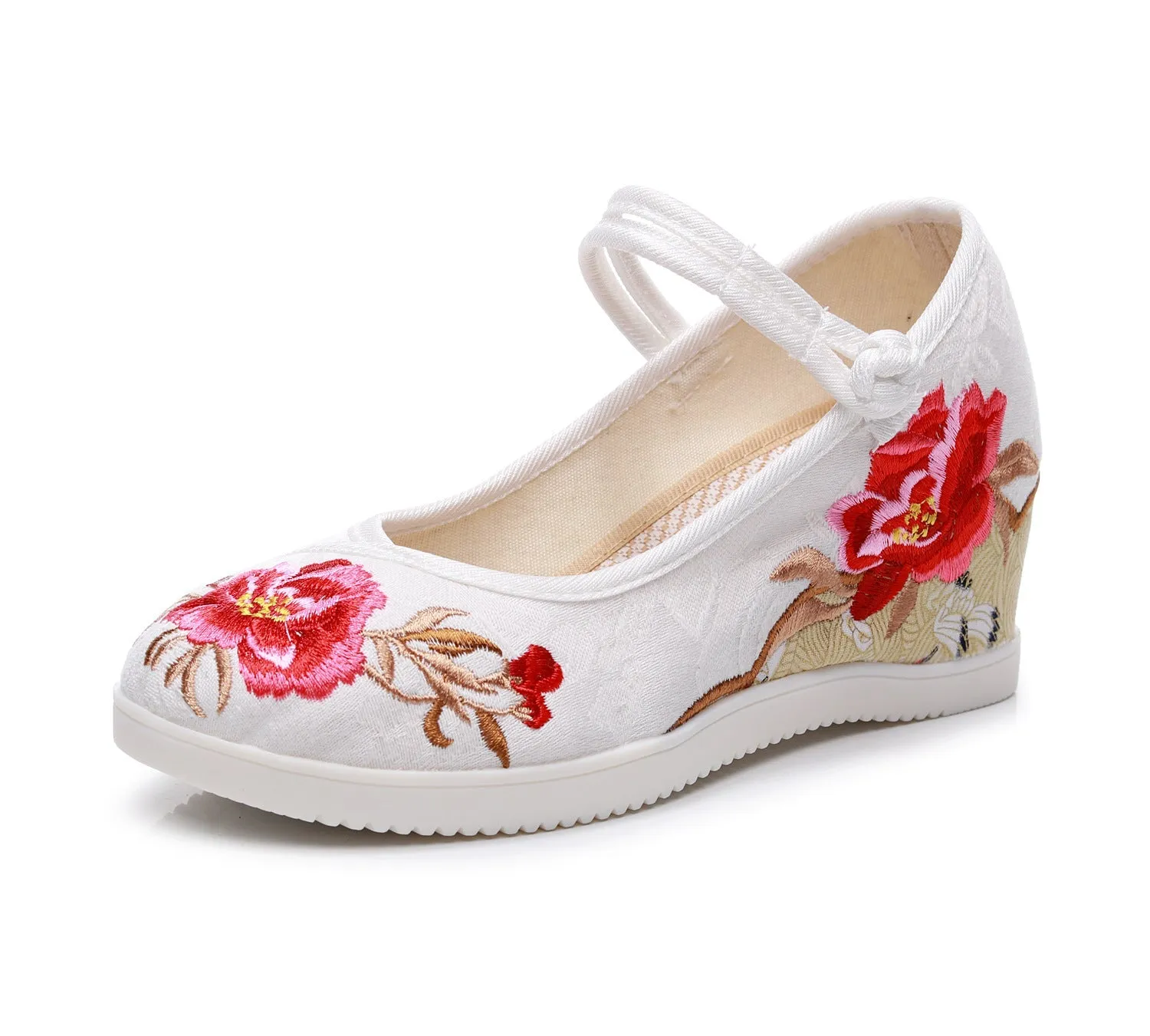 Women's Jacquard Cotton Ethnic Style Embroidered Height Canvas Shoes