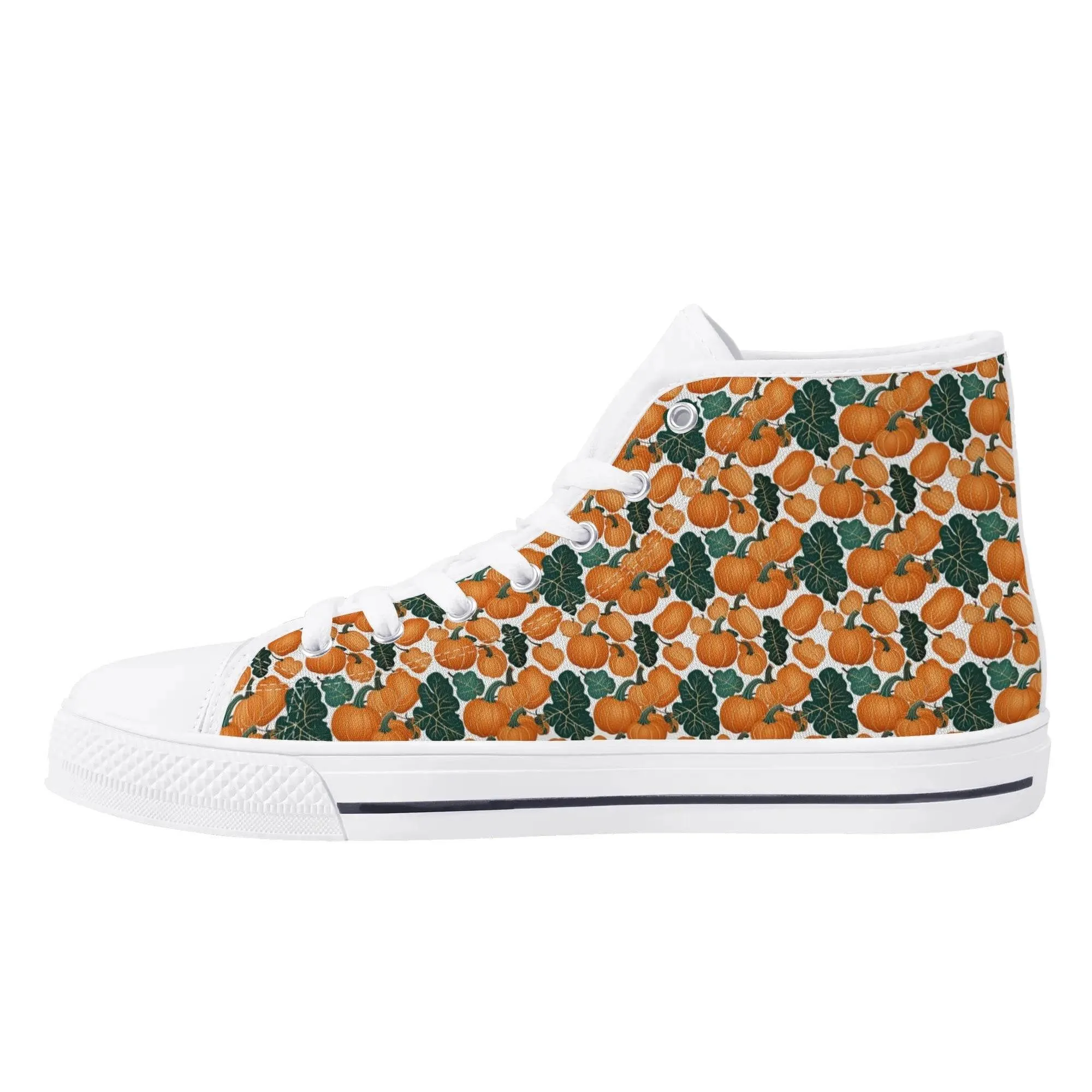 Womens Rubber High Top Pumpkin Patch Canvas Shoes