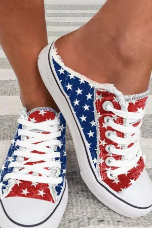 Women's The USA Flag Print Canvas Shoes Slip On Sneaker