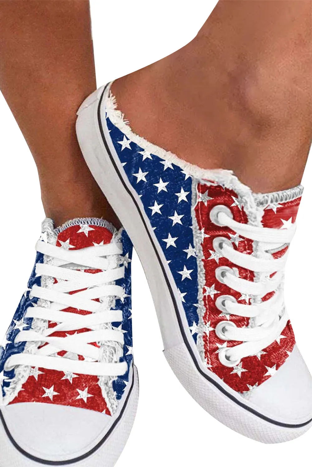 Women's The USA Flag Print Canvas Shoes Slip On Sneaker