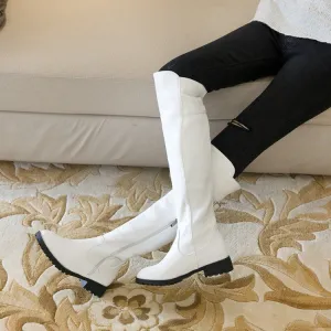 Women's Zipper Buckle Belt Knee High Boots